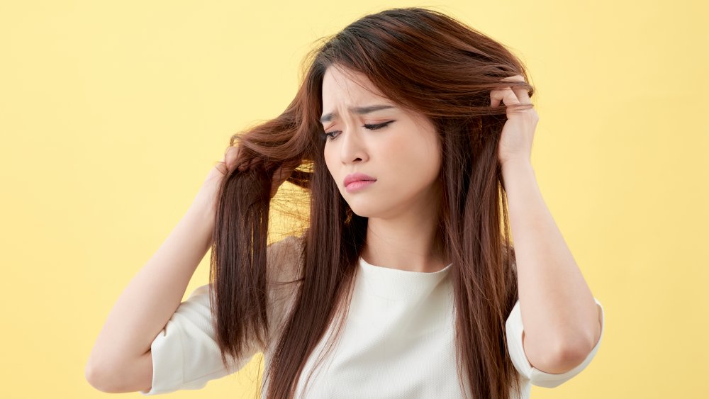 Woman with dandruff