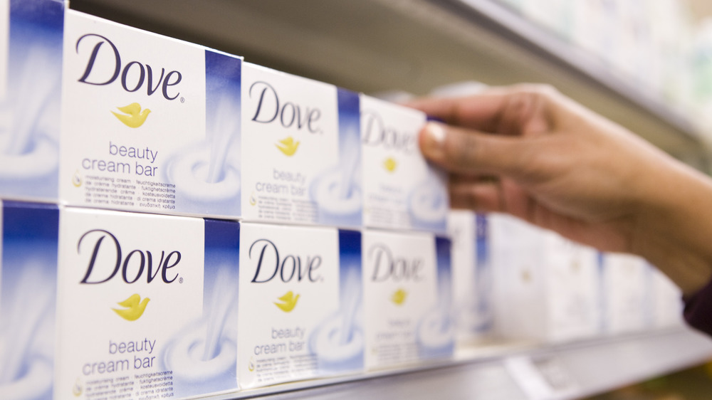 Dove soap at store on shelf