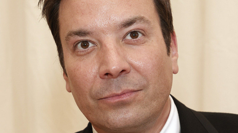 Jimmy Fallon looking pensive at the Met Gala