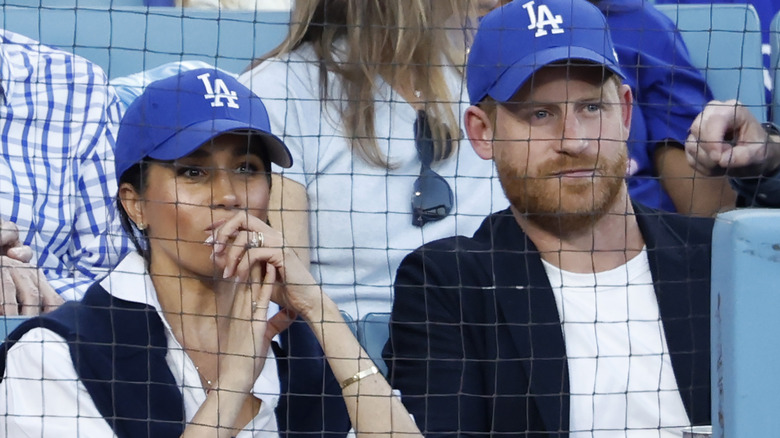Meghan Markle and Prince Harry at a baseball game