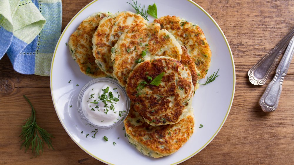 Boxty with herb garnish potato pancakes