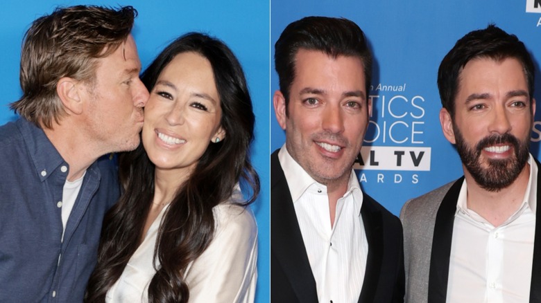 Side by side image of Chip and Joanna Gaines next to Jonathan and Drew Scott