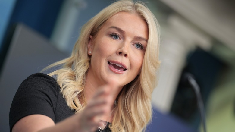 Karoline Leavitt speaks during a press briefing in Washington, DC (2025)