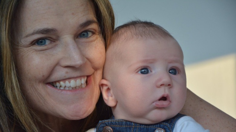 Savannah Guthrie snuggles her new baby in 2017