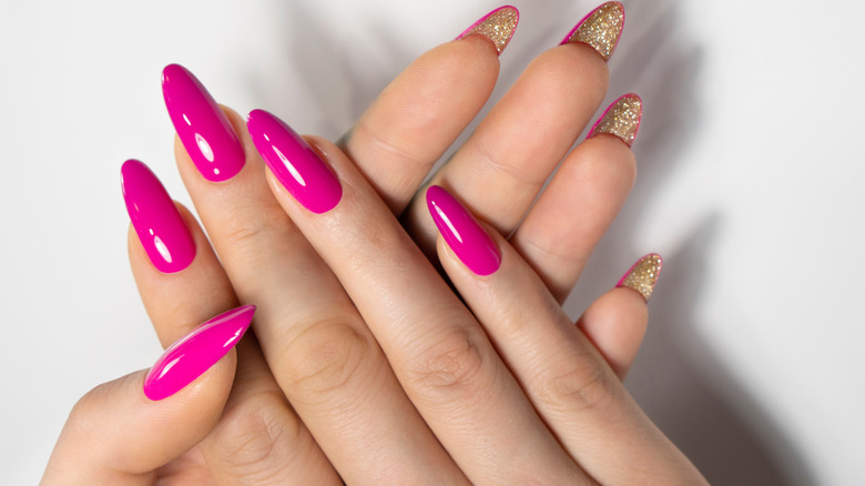 Bold pink nails