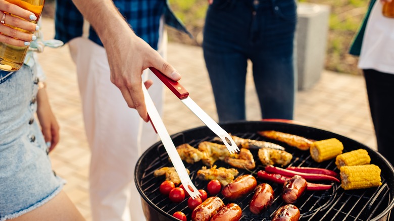 People enjoying a barbecue