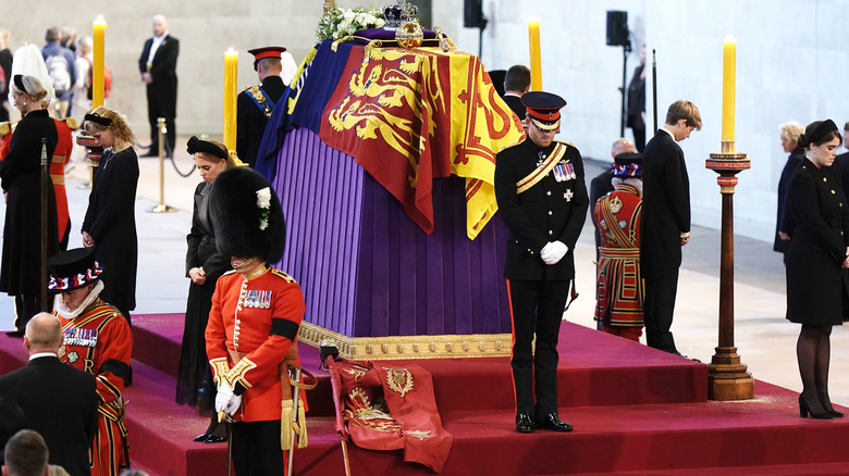 Queen Elizabeth's grandchildren stand vigil at coffin