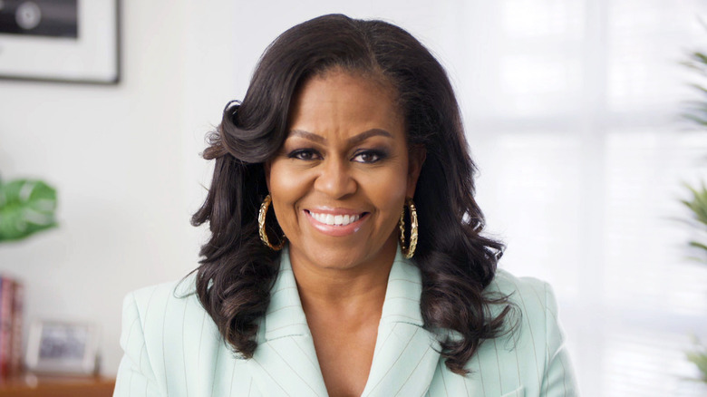 michelle obama smiles for headshot