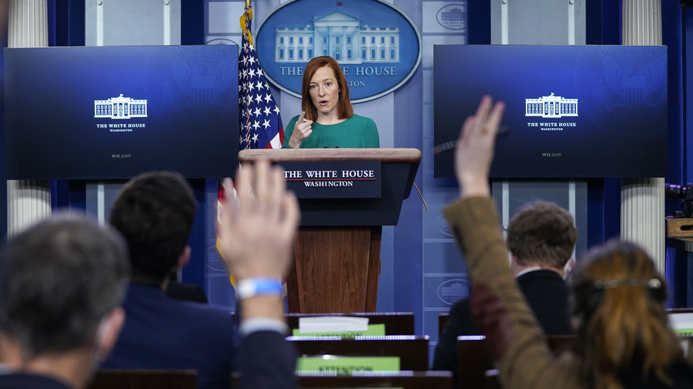 Jen Psaki speaking at White House press briefing