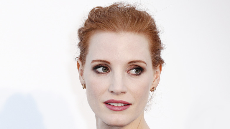 Jessica Chastain looks over her shoulder