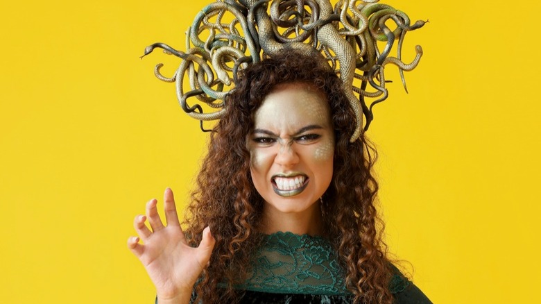 Woman in Medusa makeup