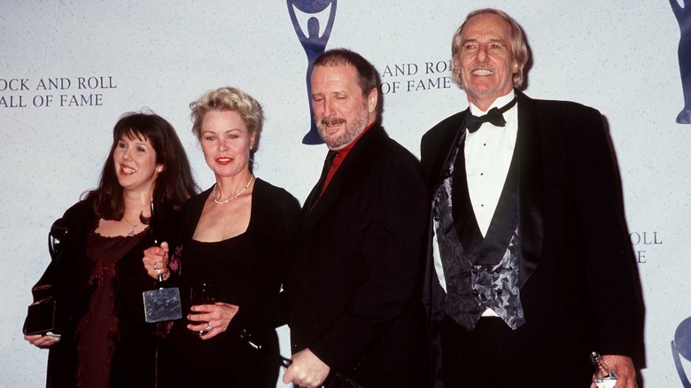 Michelle Phillips, John Phillips, Denny Doherty, and Owen Elliot-Kugell at the Rock and Roll Hall of Fame induction
