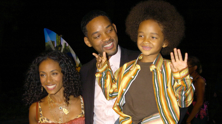 Jaden Smith, Will Smith, and Jada Pinkett Smith attending the premiere of Shark Tale in 2004.