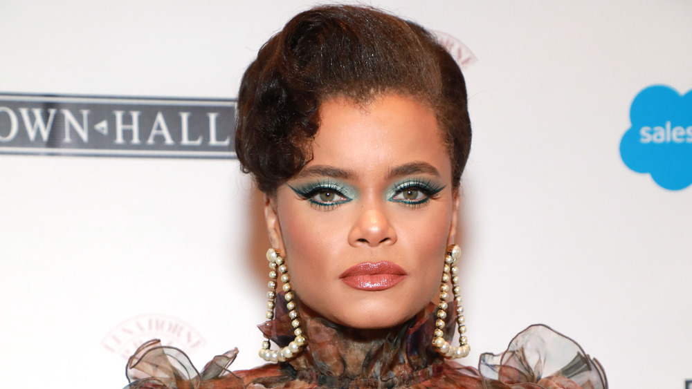 Andra Day looks serious at event