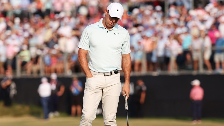 Rory McIlroy missing a putt at the 2024 U.S. Open