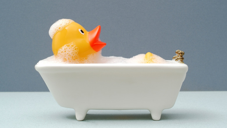 Rubber duck in a bathtub