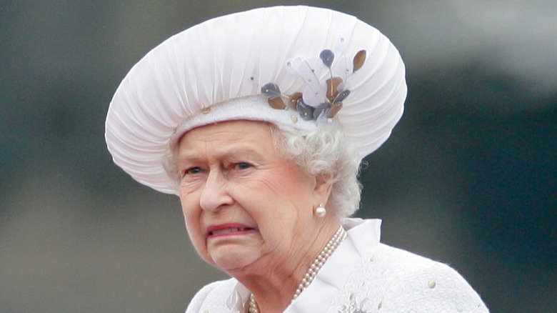 Queen Elizabeth frowning