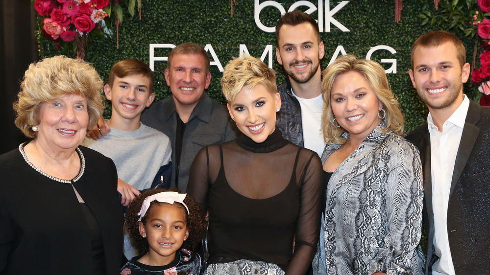 The Chrisley family at an event at Belk in 2019