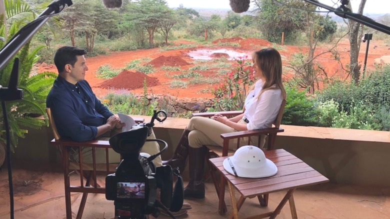 NBC journalist Tom Llamas interviews Melania Trump in Kenya