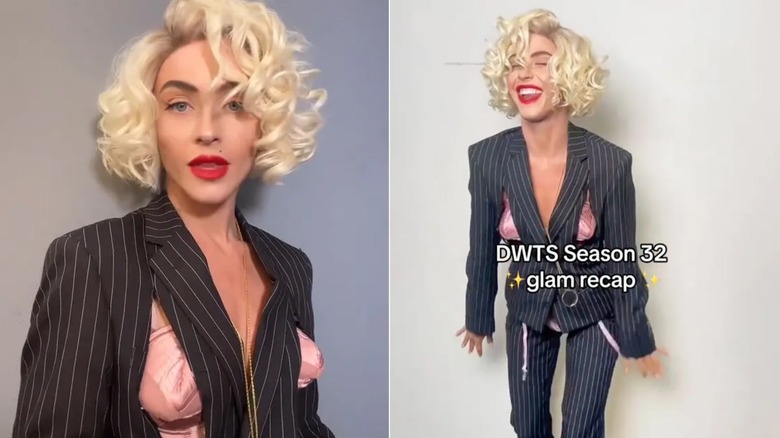 Julianne Hough filming an Instagram video and showing off her Madonna-inspired outfit