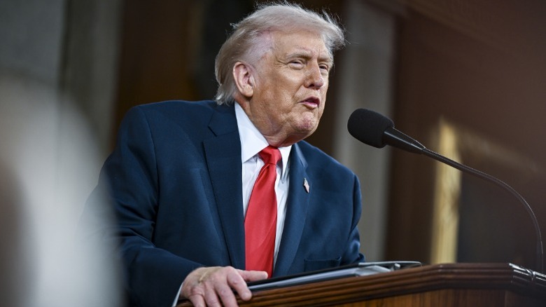 Donald Trump at the podium during the State of the Union speech in Washington, DC (2026)