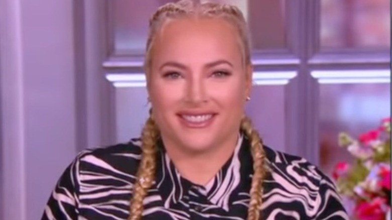 Meghan McCain in animal print shirt dress