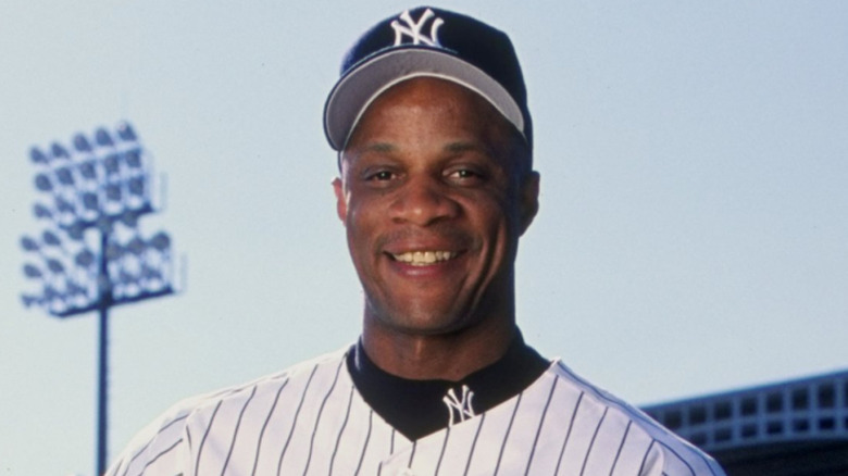 Outfielder Darryl Strawberry #39 of the New York Yankees poses for the camera on Photo Day during Spring Training at Legends Field in Tampa, Florida, on February 26, 1999 (1999)