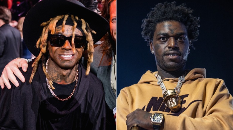 Lil Wayne attends the 59th Annual Country Music Association Awards at Bridgestone Arena on November 19, 2025 in Nashville, Tennessee (2025); Rapper Kodak Black performs during Sexyy Red 4 President Tour at State Farm Arena on August 24, 2024 in Atlanta, Georgia (2024)