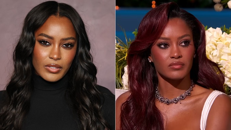 Split image of Ciara Miller with different hair colors