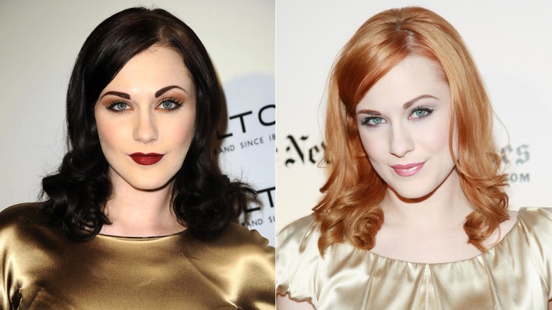 Split image of Evan Rachel Wood with different hair colors