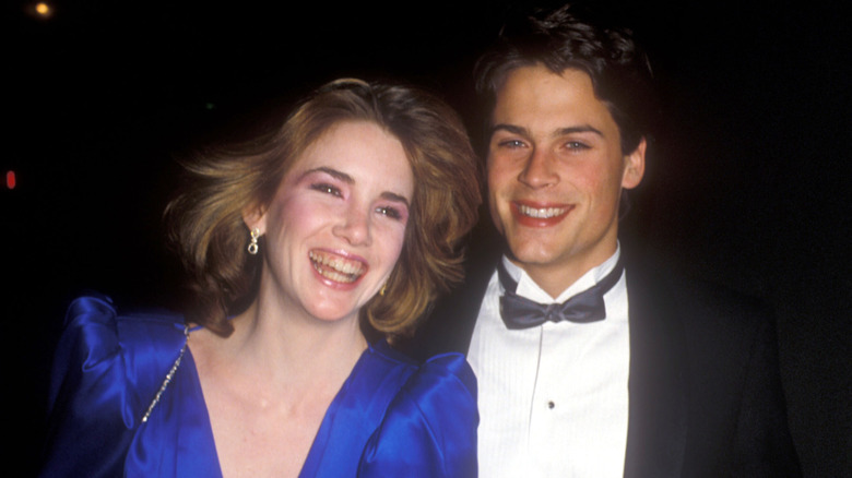 Melissa Gilbert and Rob Lowe smiling and posing together