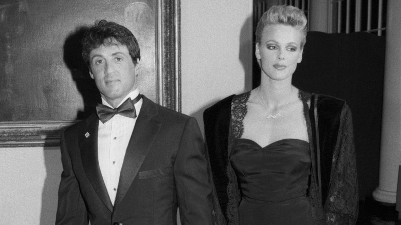 Sylvester Stallone and Brigitte Nielsen attending a White House state dinner in 1985