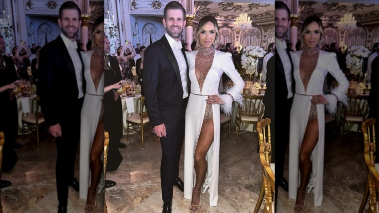 Eric Trump and Lara Trump pose together in Mar-A-Lago for a New Year's Eve celebration (2023)