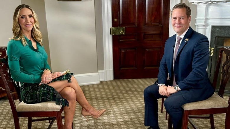 Lara Trump sits to interview Mike Waltz in 2025