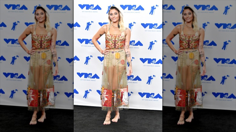 Paris Jackson in a sheer dress on the VMA carpet