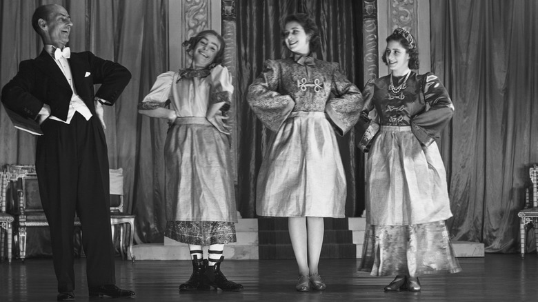 Princess Elizabeth and Princess Margaret performing in a 1943 rendition of Aladdin