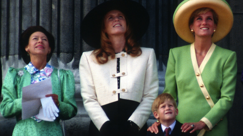 Members of the royal family attending the Battle of Britain anniversary parade 1990