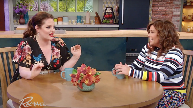 Rachael Ray speaking with Lauren Ash