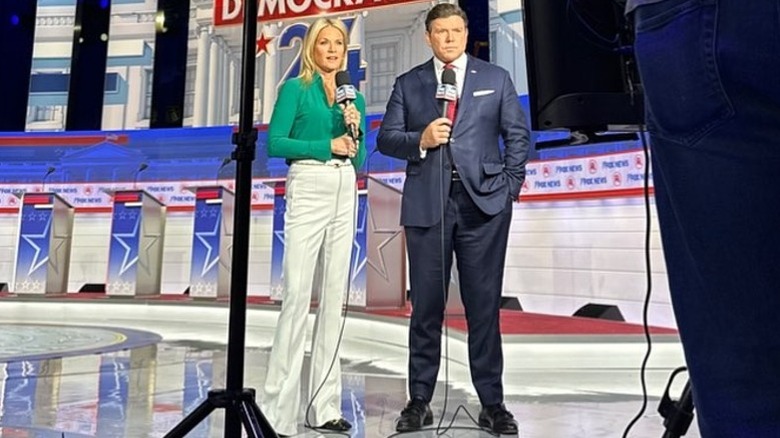 Martha MacCallum and Bret Baier on set together in Milwaukee, WI 2023