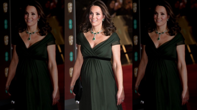 Princess Catherine in green gown at 2018 BAFTA Awards