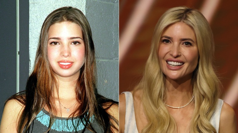 Split image of Ivanka Trump in 1999 and 2025