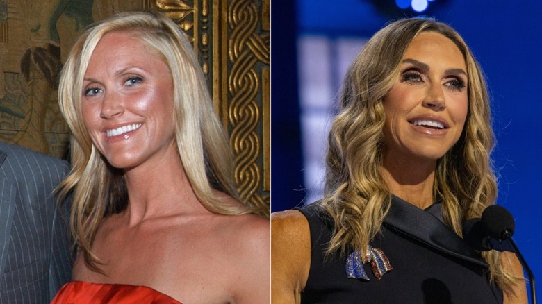 Split image of Lara Trump in 2008 and 2024