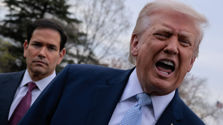 Donald Trump seemingly shouting