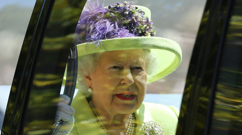 Queen Elizabeth II in car