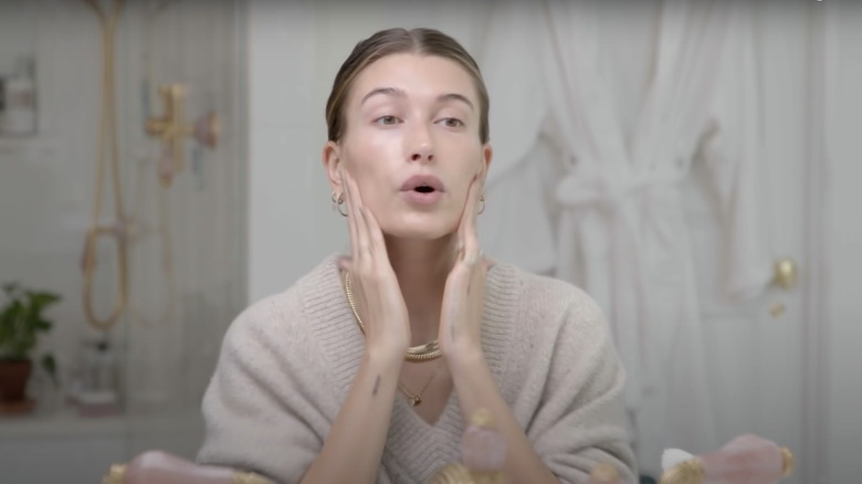 Hailey Bieber's skincare routine video