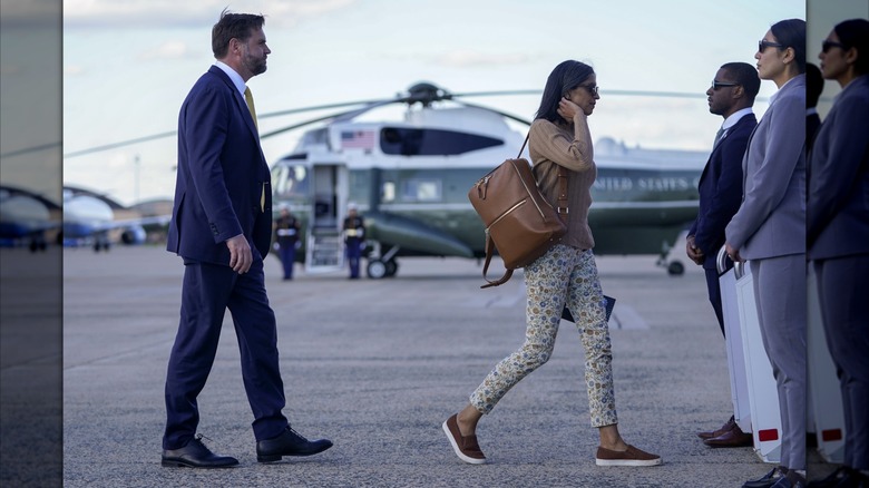 JD Vance and Usha Vance walking