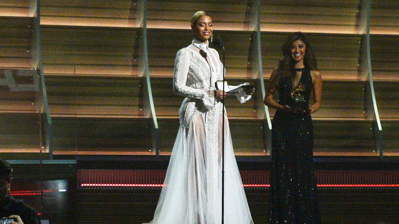 Beyoncé onstage at 2016 Grammys