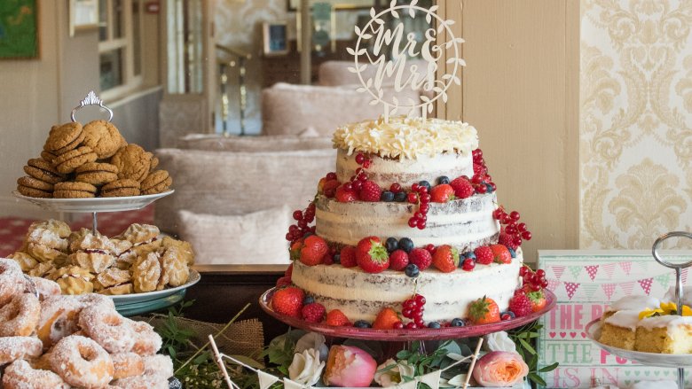 Hexagon Royal Blue Wedding Cake - CakeCentral.com