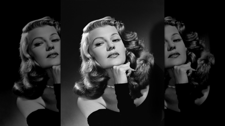 Rita Hayworth posing on the set of the movie "Gilda"