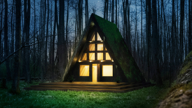 A-frame house in woods